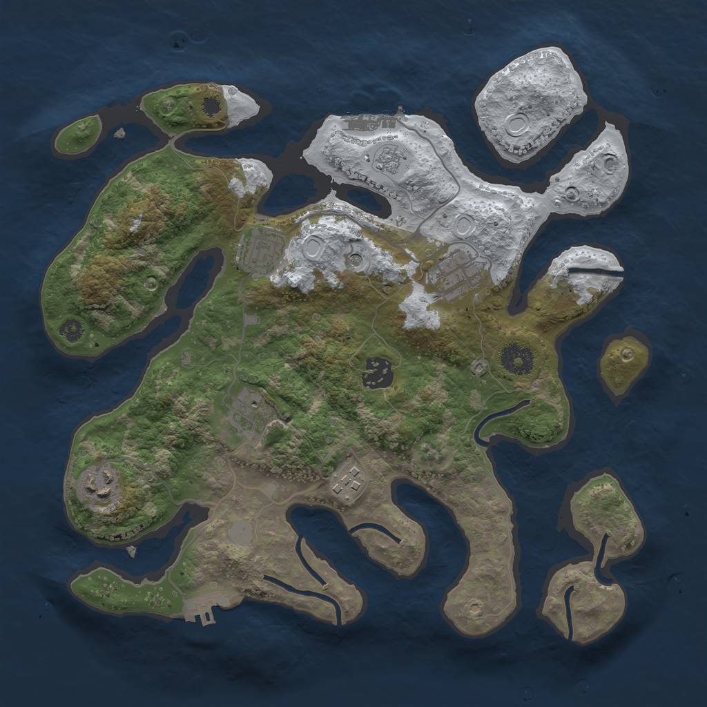 Rust Map: Procedural Map, Size: 3250, Seed: 976890675, 15 Monuments