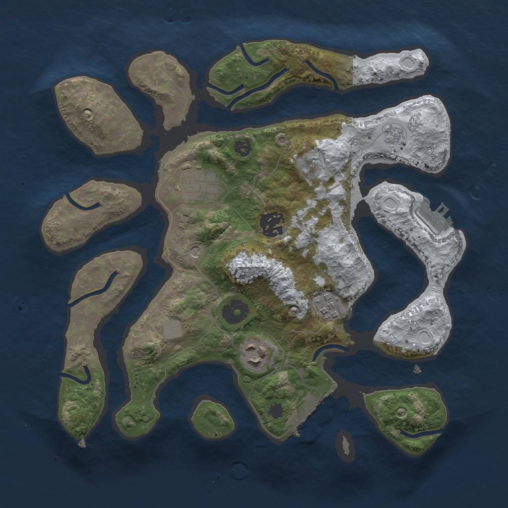 Rust Map: Procedural Map, Size: 3000, Seed: 9999999, 13 Monuments