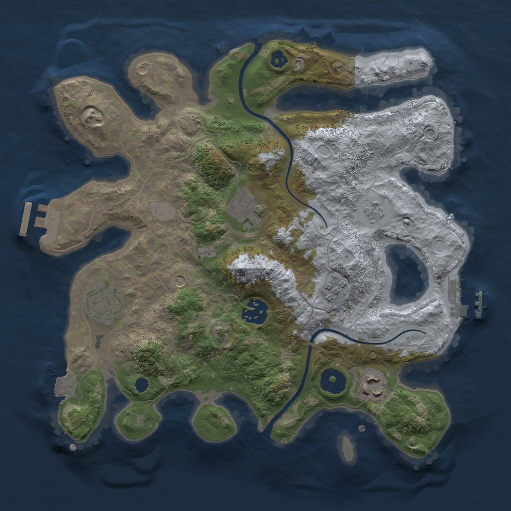 Rust Map: Procedural Map, Size: 3000, Seed: 9999999, 11 Monuments