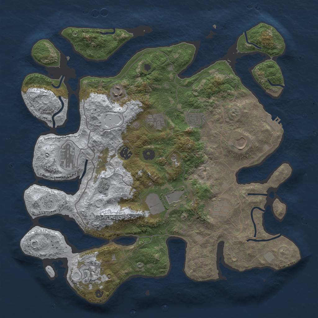 Rust Map: Procedural Map, Size: 4000, Seed: 1985458, 18 Monuments