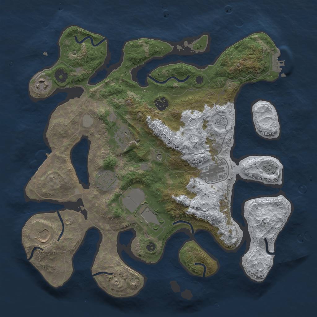 Rust Map: Procedural Map, Size: 3600, Seed: 506585747, 17 Monuments