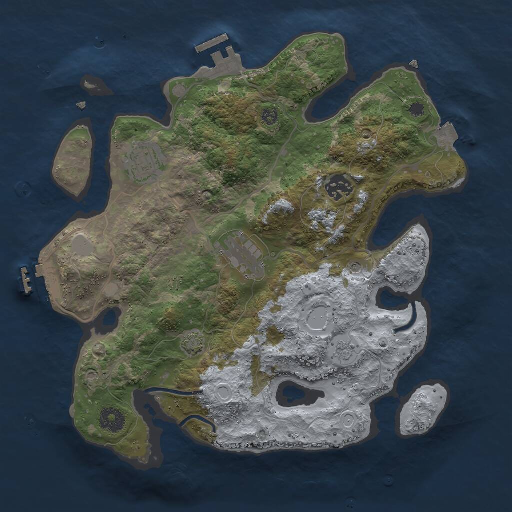 Rust Map: Procedural Map, Size: 3000, Seed: 963868897, 9 Monuments