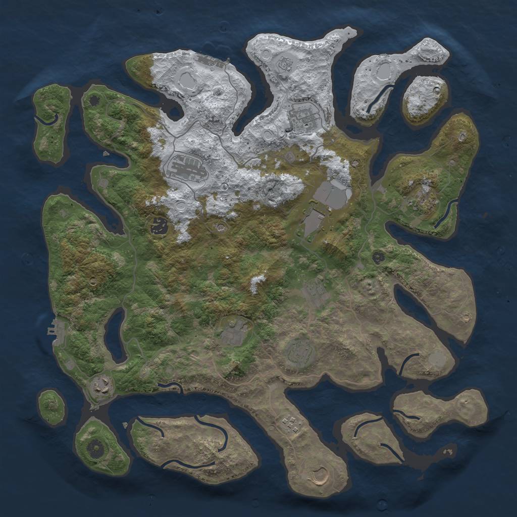 Rust Map: Procedural Map, Size: 4300, Seed: 1191574539, 20 Monuments
