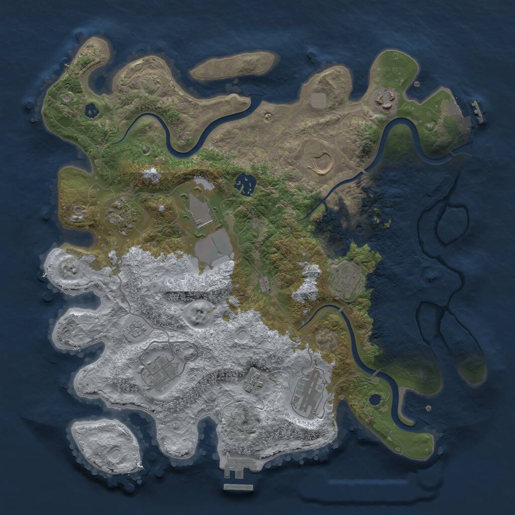 Rust Map: Procedural Map, Size: 3550, Seed: 718030, 15 Monuments
