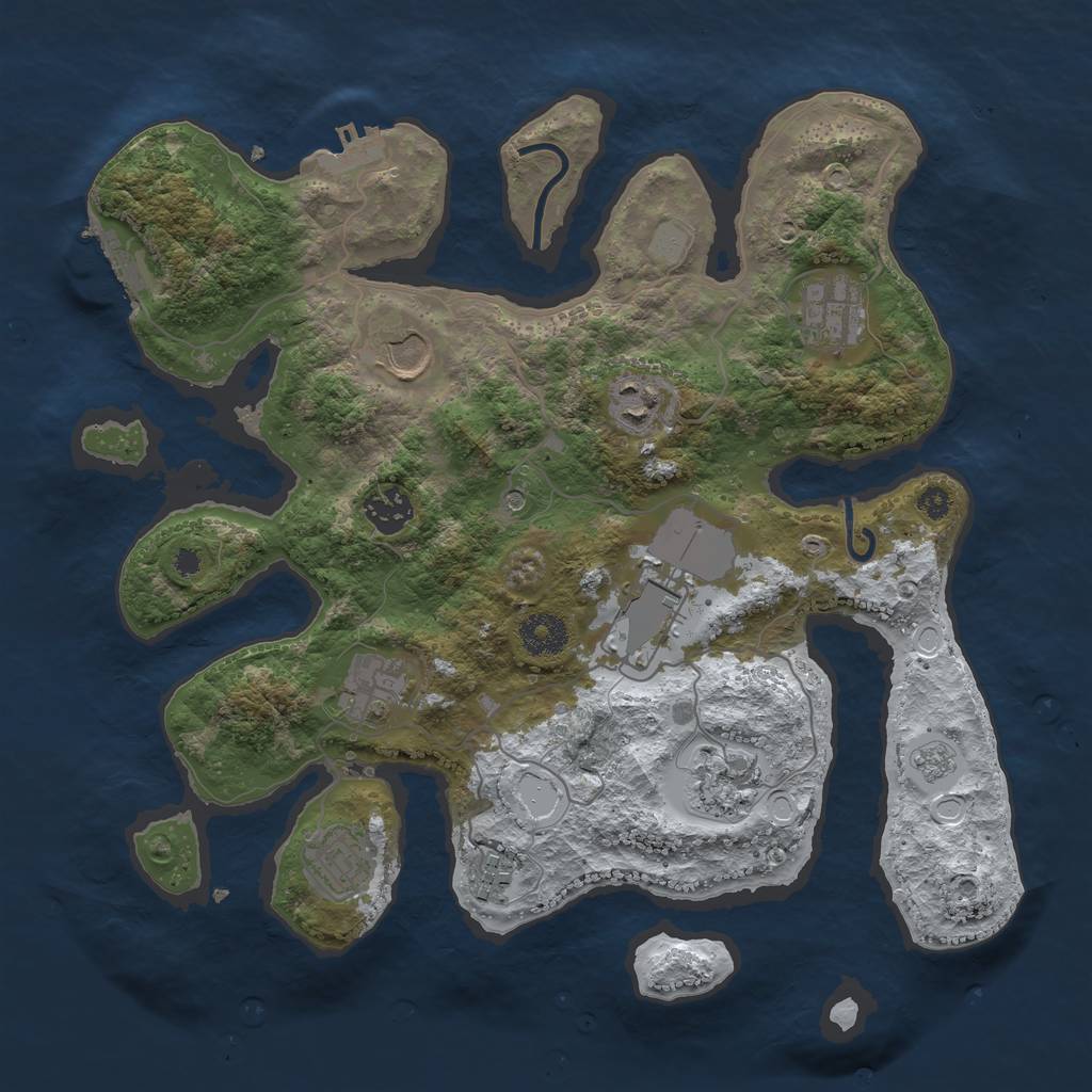 Rust Map: Procedural Map, Size: 3500, Seed: 43536, 18 Monuments