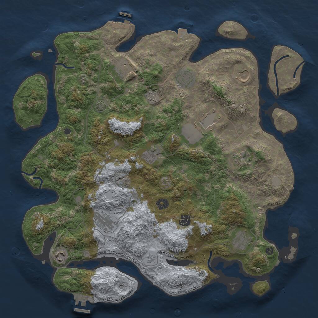 Rust Map: Procedural Map, Size: 4000, Seed: 54157, 17 Monuments