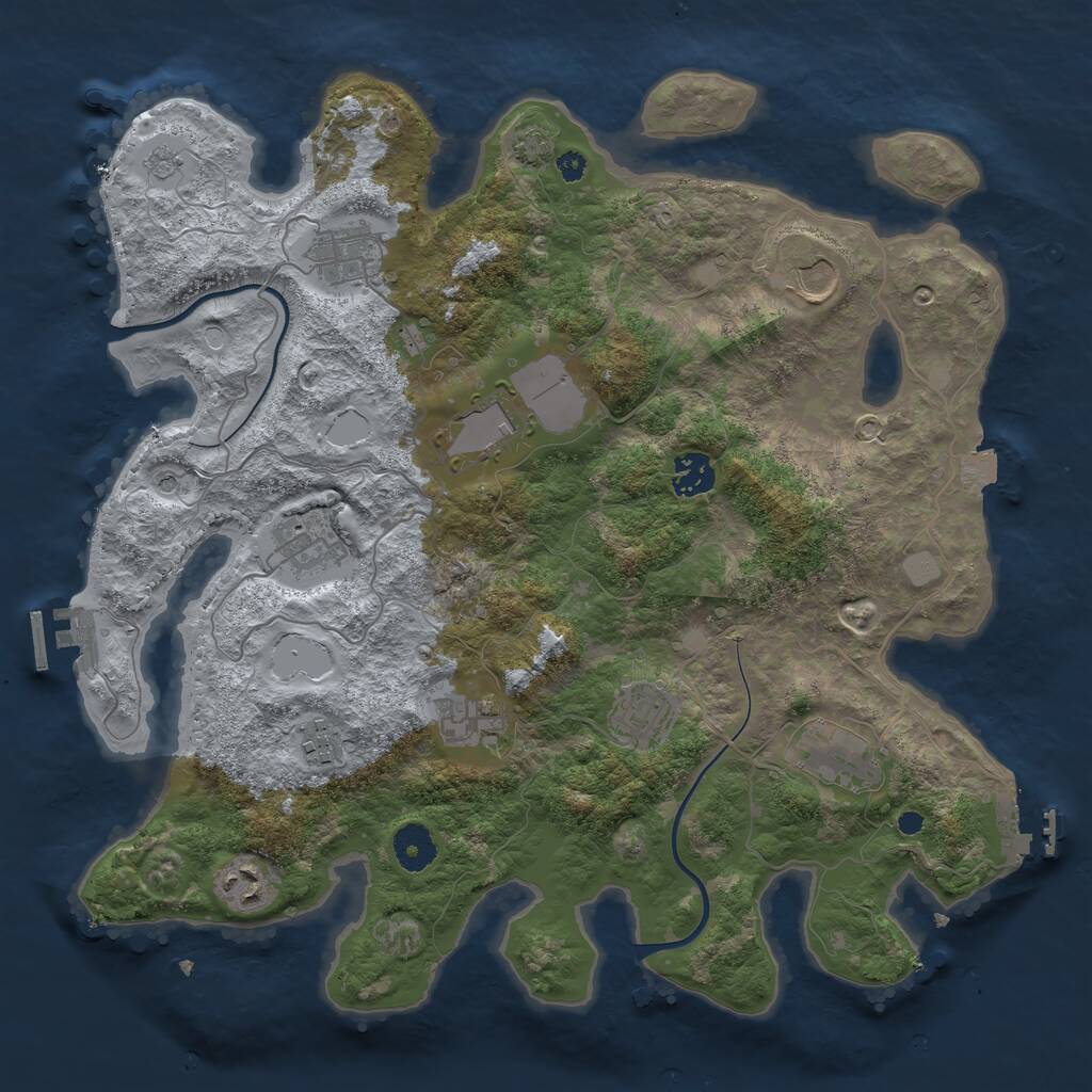 Rust Map: Procedural Map, Size: 3700, Seed: 838140256, 16 Monuments