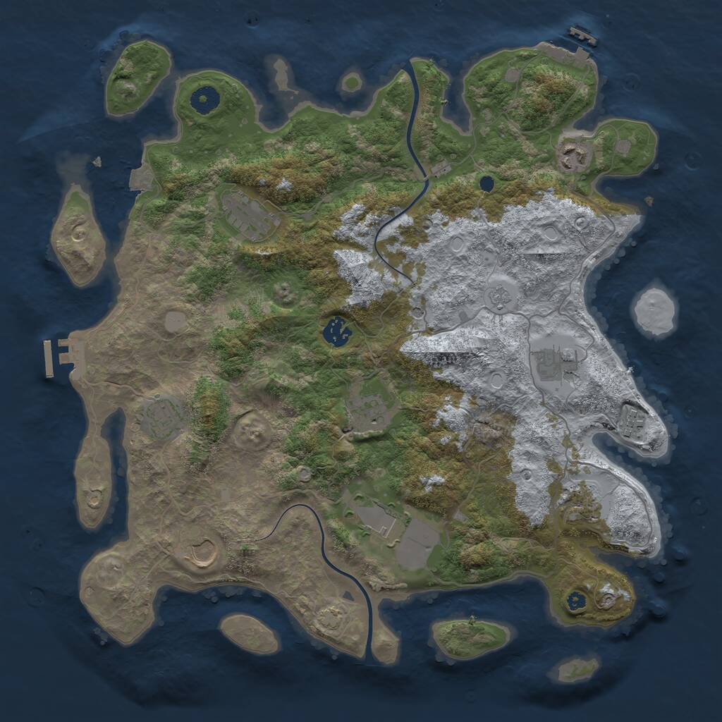 Rust Map: Procedural Map, Size: 3900, Seed: 3645, 16 Monuments