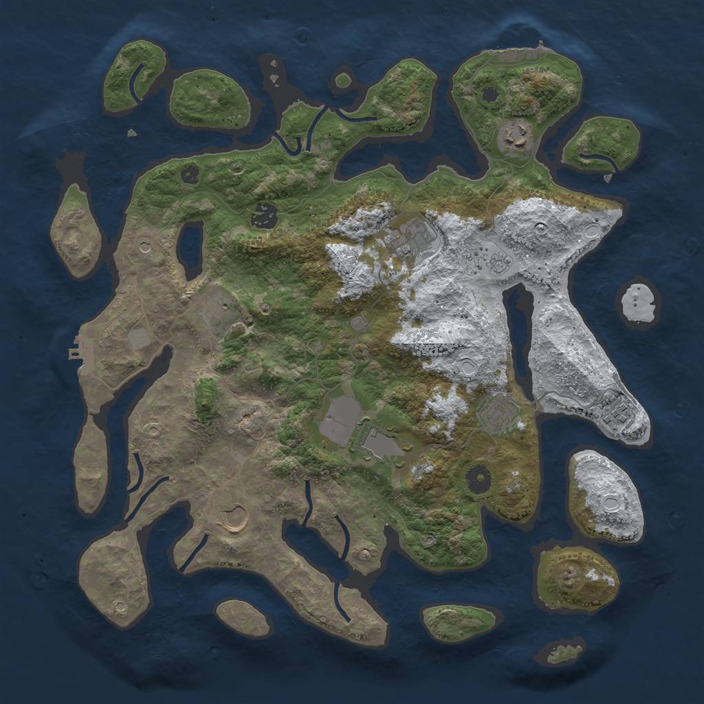 Rust Map: Procedural Map, Size: 3900, Seed: 3645, 17 Monuments