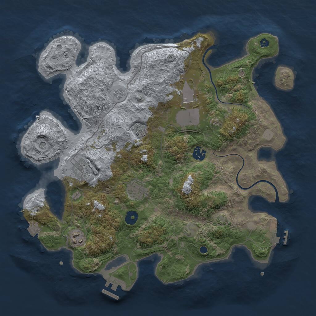 Rust Map: Procedural Map, Size: 3500, Seed: 5888, 12 Monuments