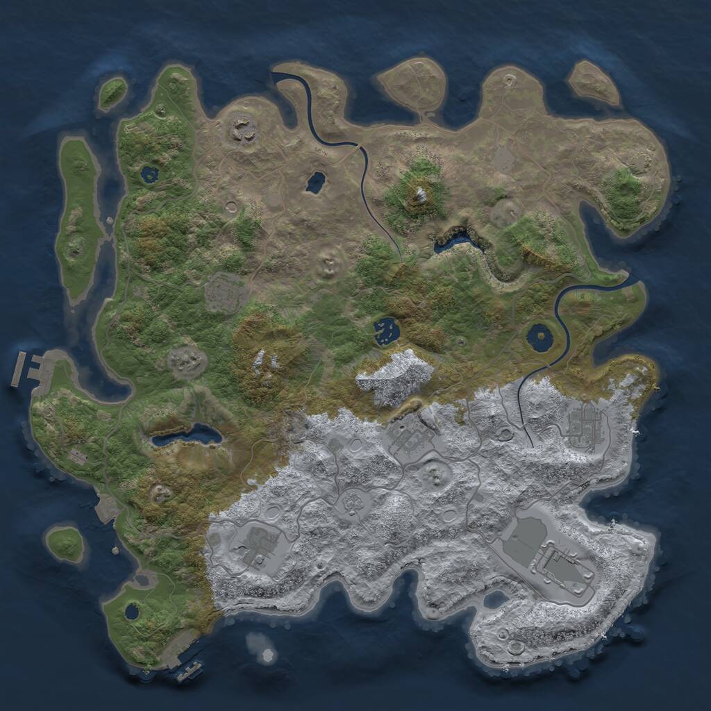 Rust Map: Procedural Map, Size: 4000, Seed: 1814335924, 13 Monuments