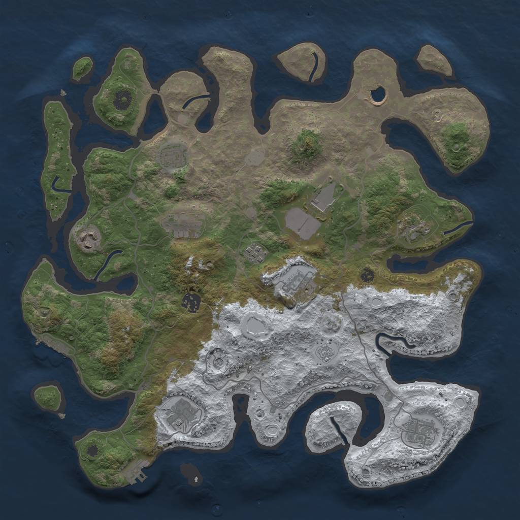 Rust Map: Procedural Map, Size: 4000, Seed: 1814335924, 20 Monuments