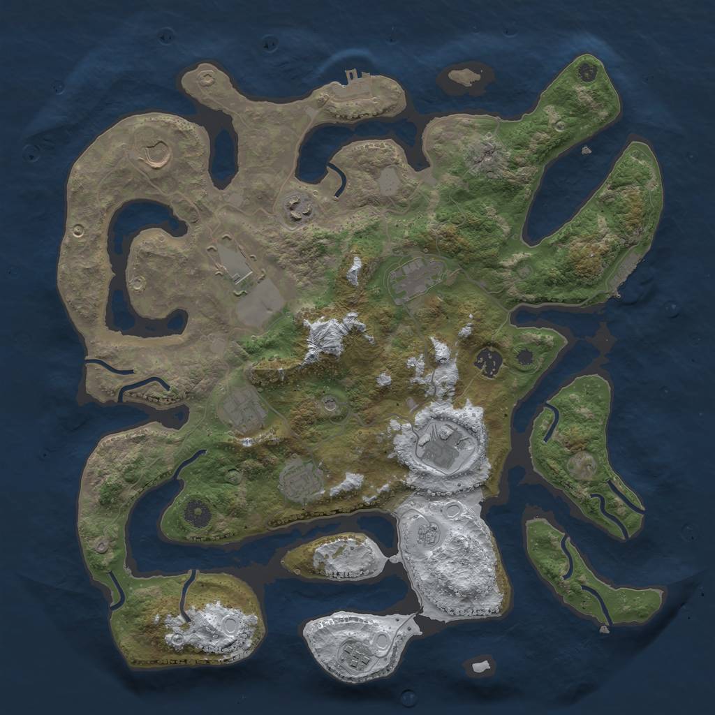 Rust Map: Procedural Map, Size: 3950, Seed: 7165464, 18 Monuments