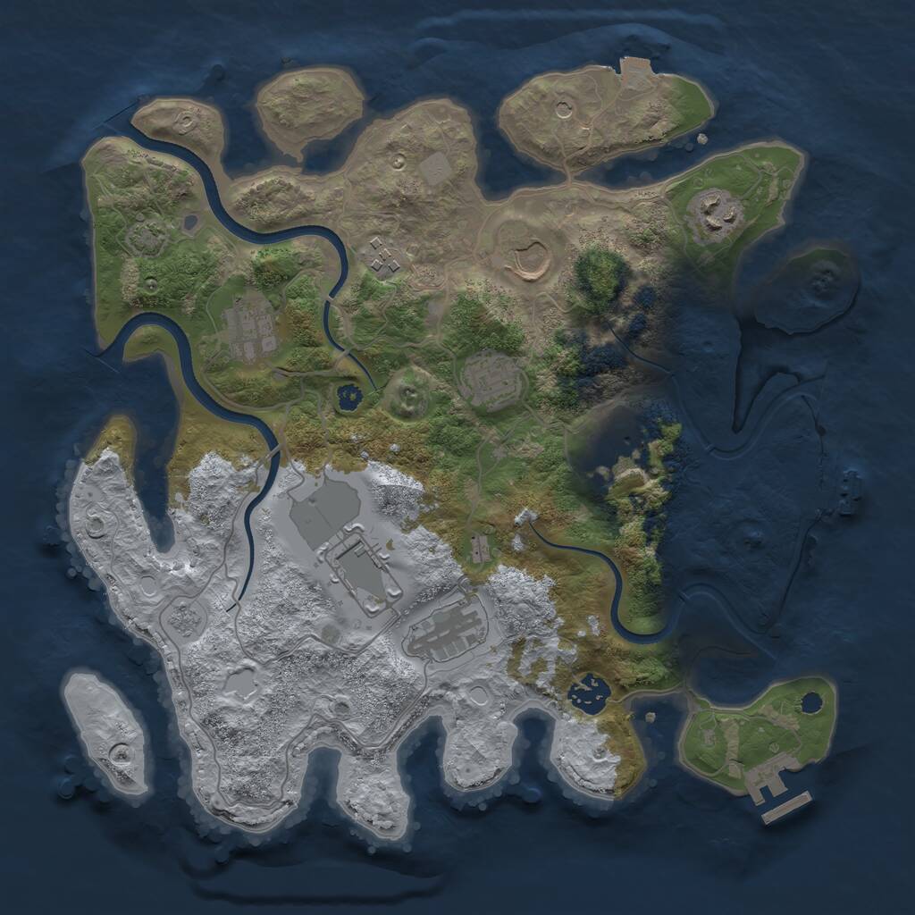 Rust Map: Procedural Map, Size: 3500, Seed: 3, 15 Monuments