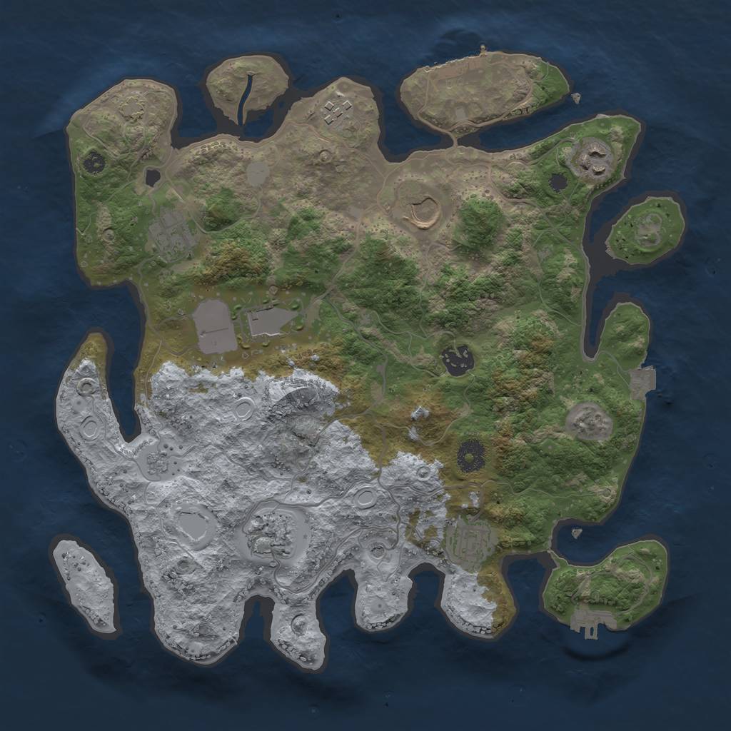 Rust Map: Procedural Map, Size: 3500, Seed: 3, 16 Monuments