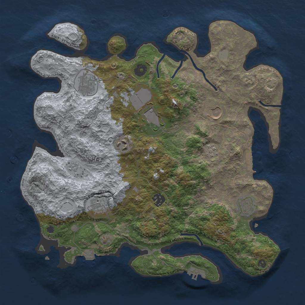 Rust Map: Procedural Map, Size: 3650, Seed: 404404, 16 Monuments