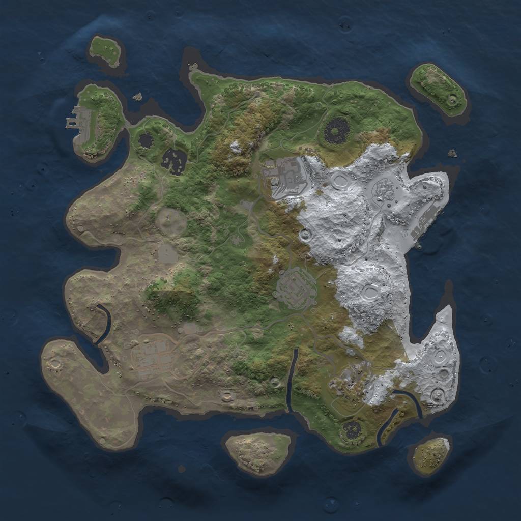 Rust Map: Procedural Map, Size: 3000, Seed: 484263, 13 Monuments