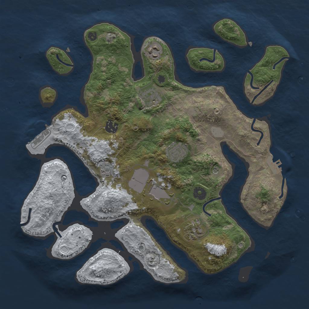 Rust Map: Procedural Map, Size: 3500, Seed: 1053124932, 15 Monuments