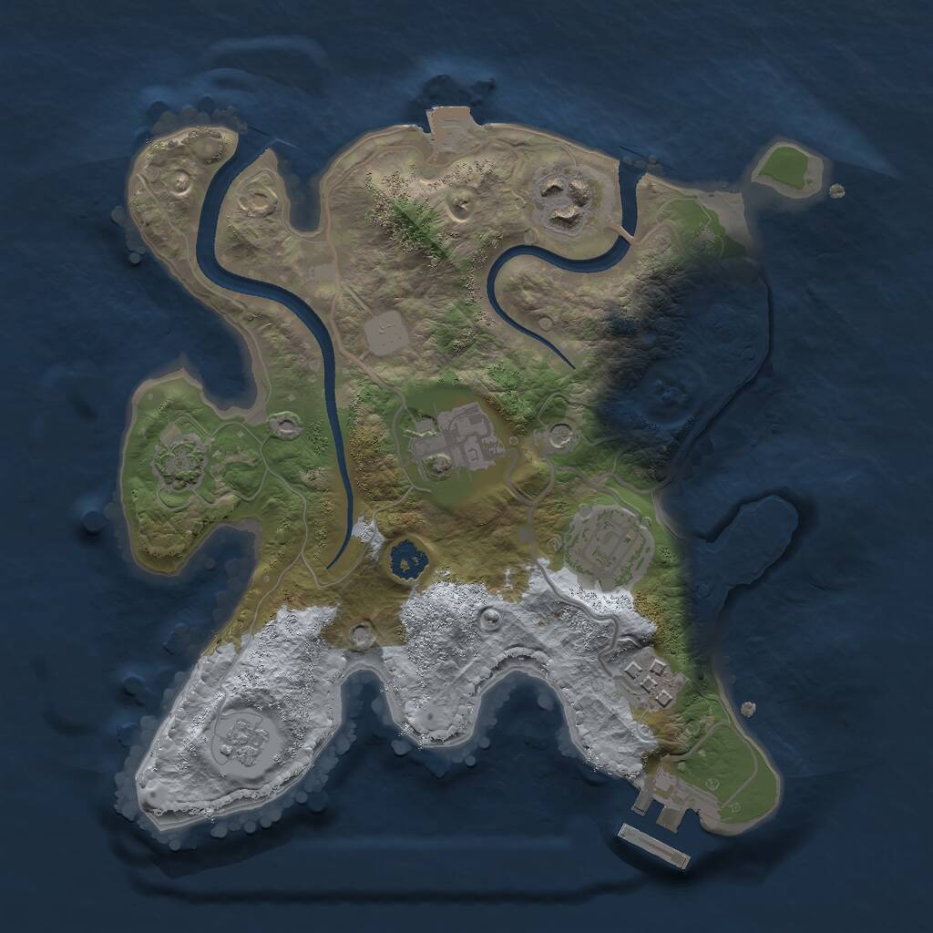 Rust Map: Procedural Map, Size: 2500, Seed: 45165, 9 Monuments