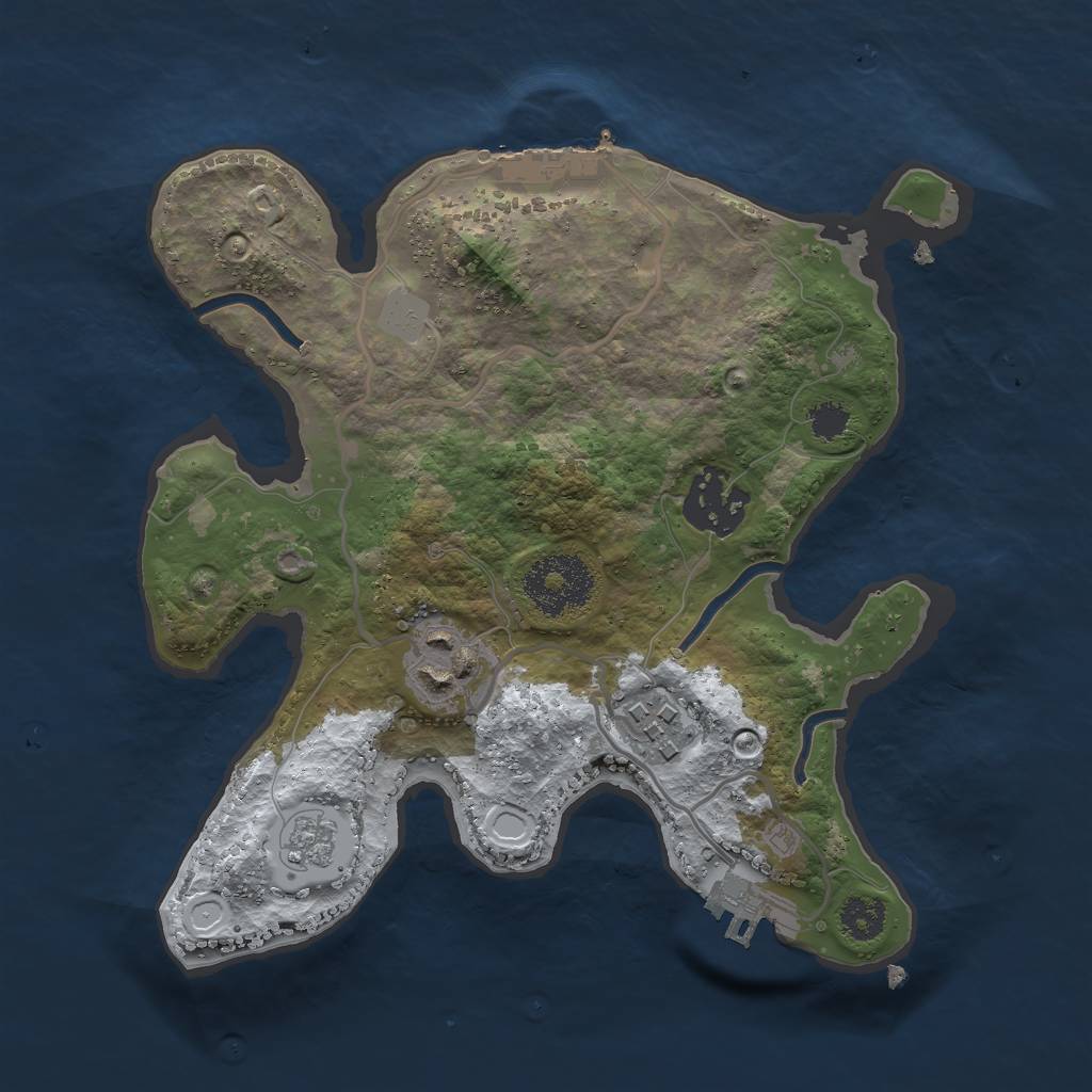 Rust Map: Procedural Map, Size: 2500, Seed: 45165, 11 Monuments