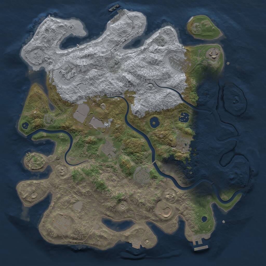 Rust Map: Procedural Map, Size: 3850, Seed: 496105799, 17 Monuments
