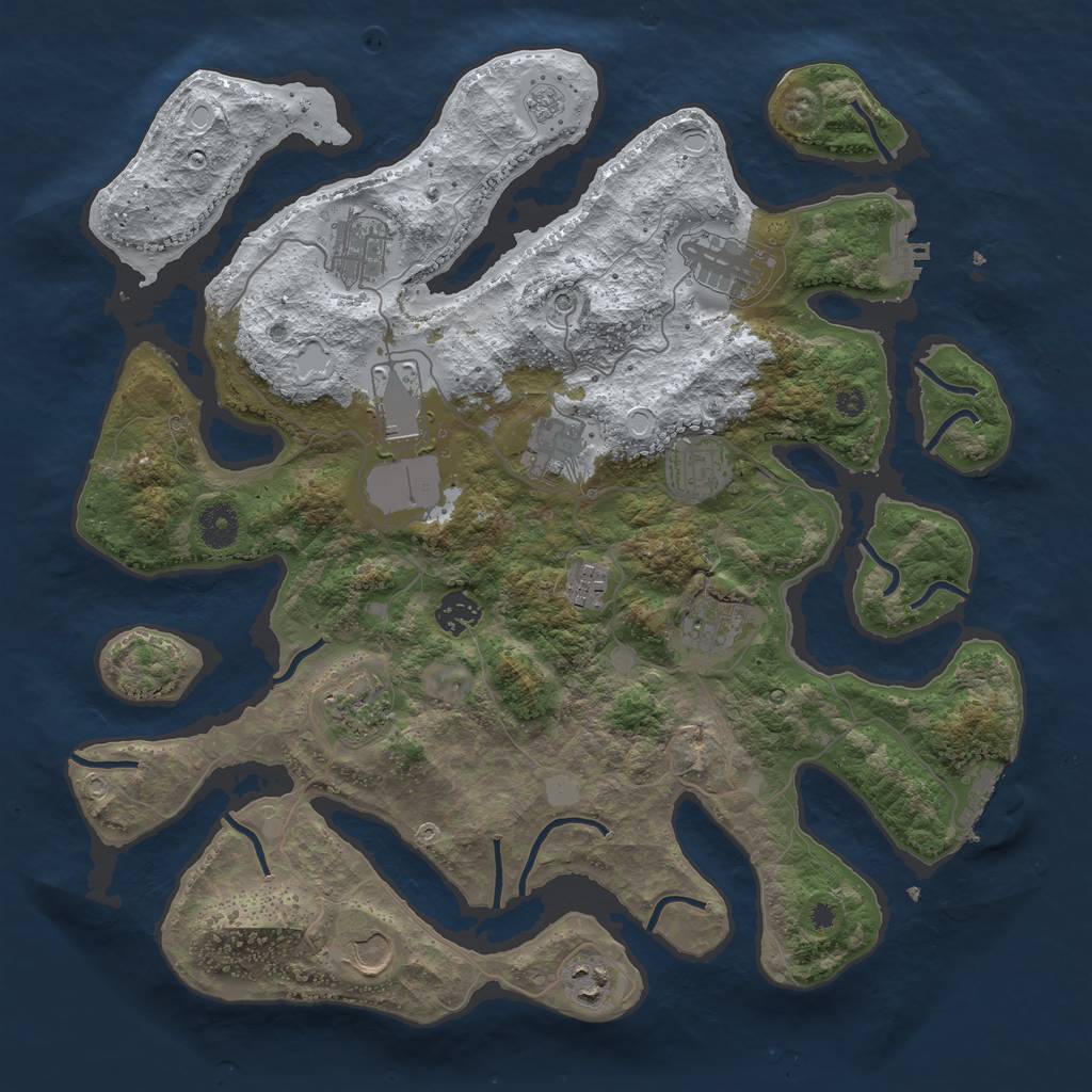 Rust Map: Procedural Map, Size: 3850, Seed: 496105799, 20 Monuments