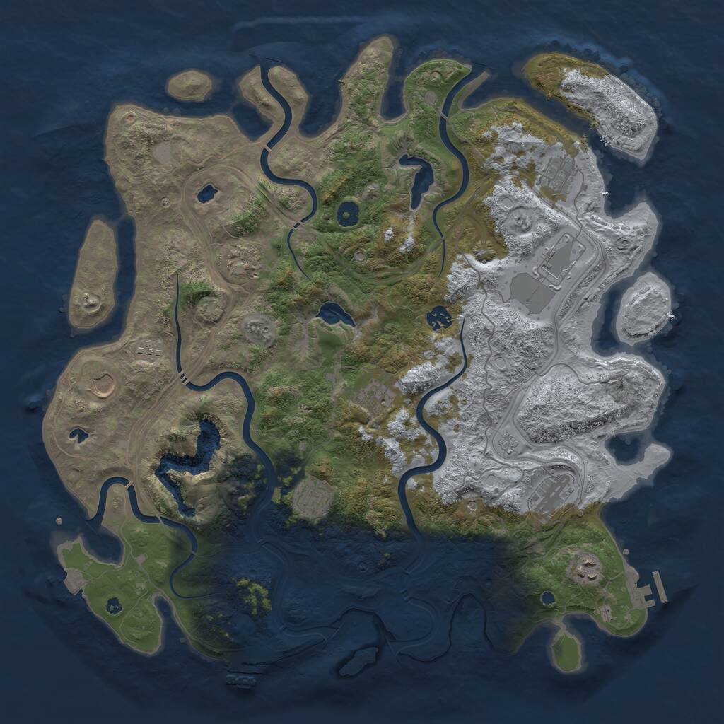 Rust Map: Procedural Map, Size: 4500, Seed: 1050061086, 16 Monuments