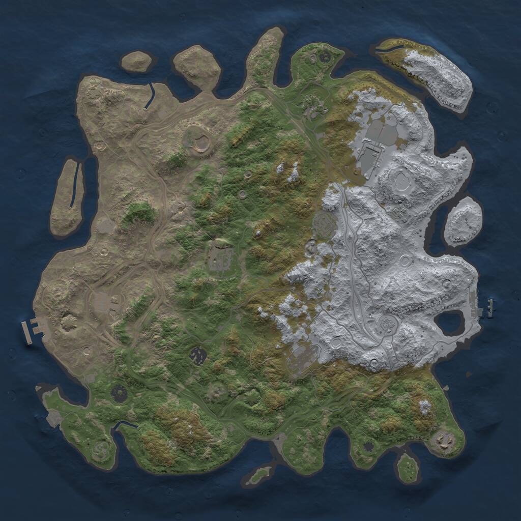 Rust Map: Procedural Map, Size: 4500, Seed: 1050061086, 16 Monuments