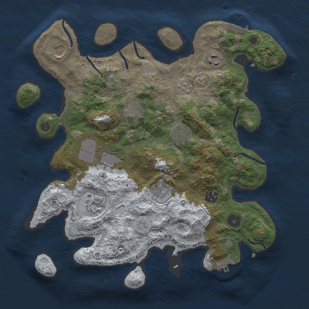 Rust Map: Procedural Map, Size: 3500, Seed: 555946903, 18 Monuments