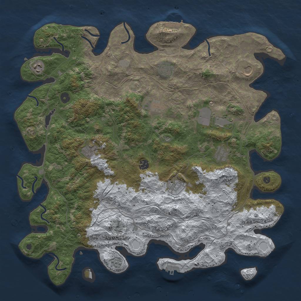 Rust Map: Procedural Map, Size: 4500, Seed: 2842513, 19 Monuments