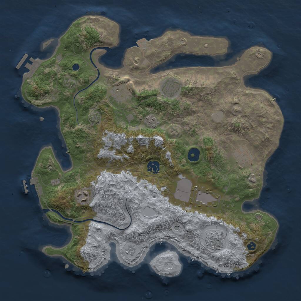 Rust Map: Procedural Map, Size: 3500, Seed: 1580471145, 14 Monuments