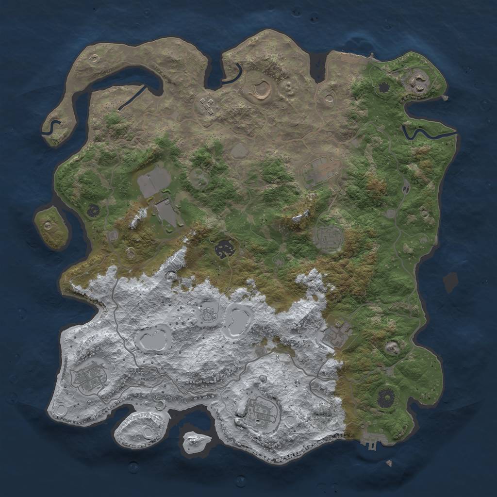 Rust Map: Procedural Map, Size: 4000, Seed: 835762759, 19 Monuments