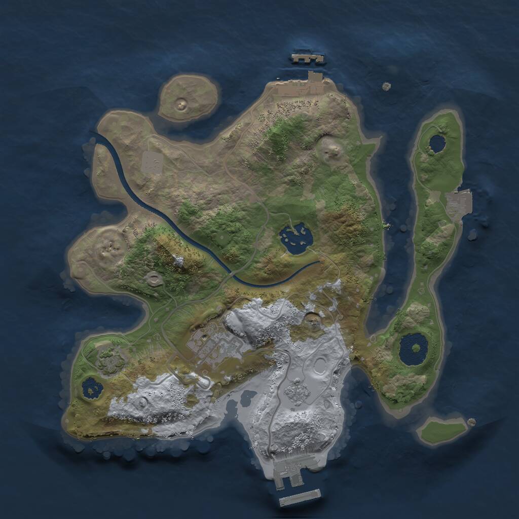 Rust Map: Procedural Map, Size: 2500, Seed: 476765, 7 Monuments