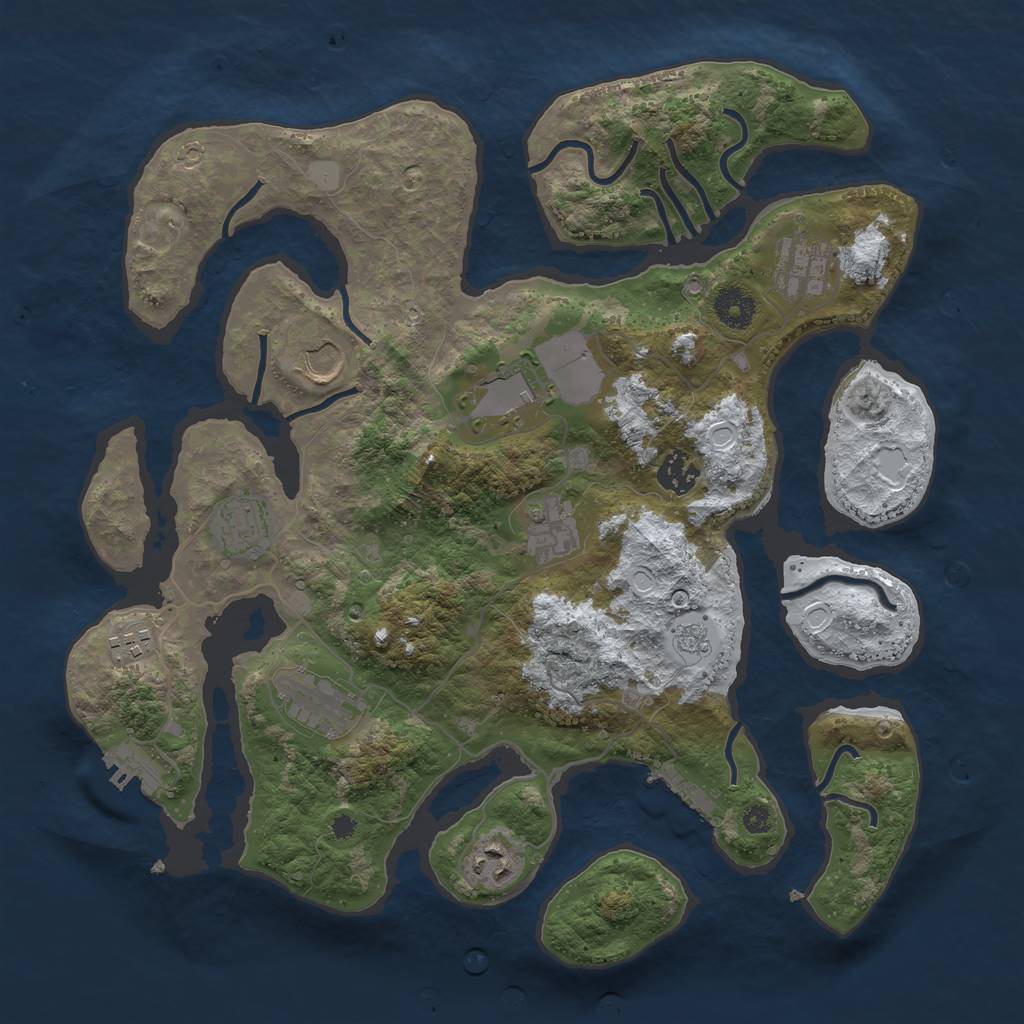 Rust Map: Procedural Map, Size: 3700, Seed: 864666534, 17 Monuments