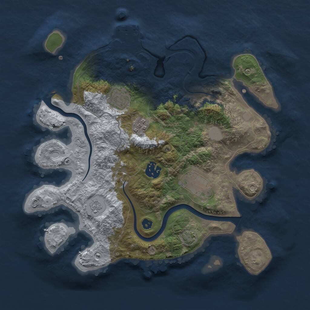 Rust Map: Procedural Map, Size: 3000, Seed: 1045501100, 8 Monuments