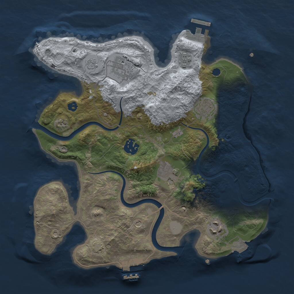 Rust Map: Procedural Map, Size: 3000, Seed: 1016872581, 12 Monuments