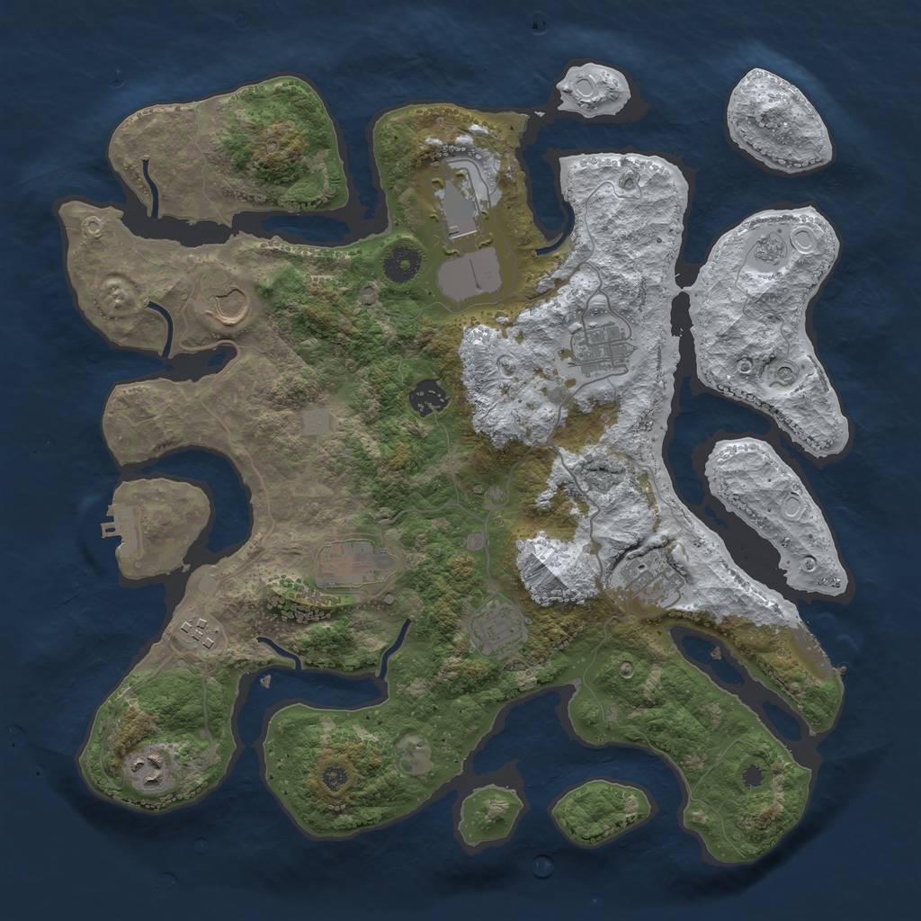 Rust Map: Procedural Map, Size: 3800, Seed: 1256804070, 18 Monuments