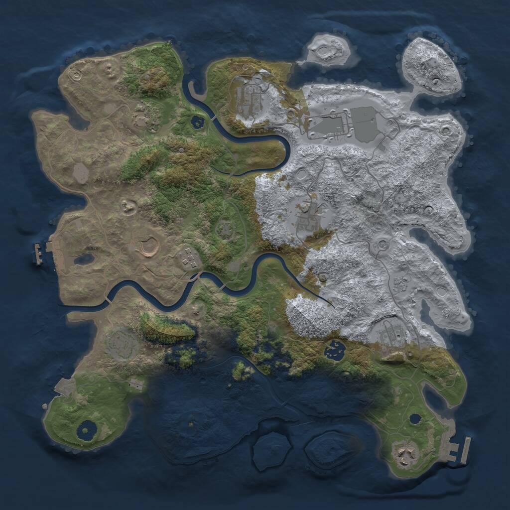 Rust Map: Procedural Map, Size: 3800, Seed: 1256804070, 16 Monuments