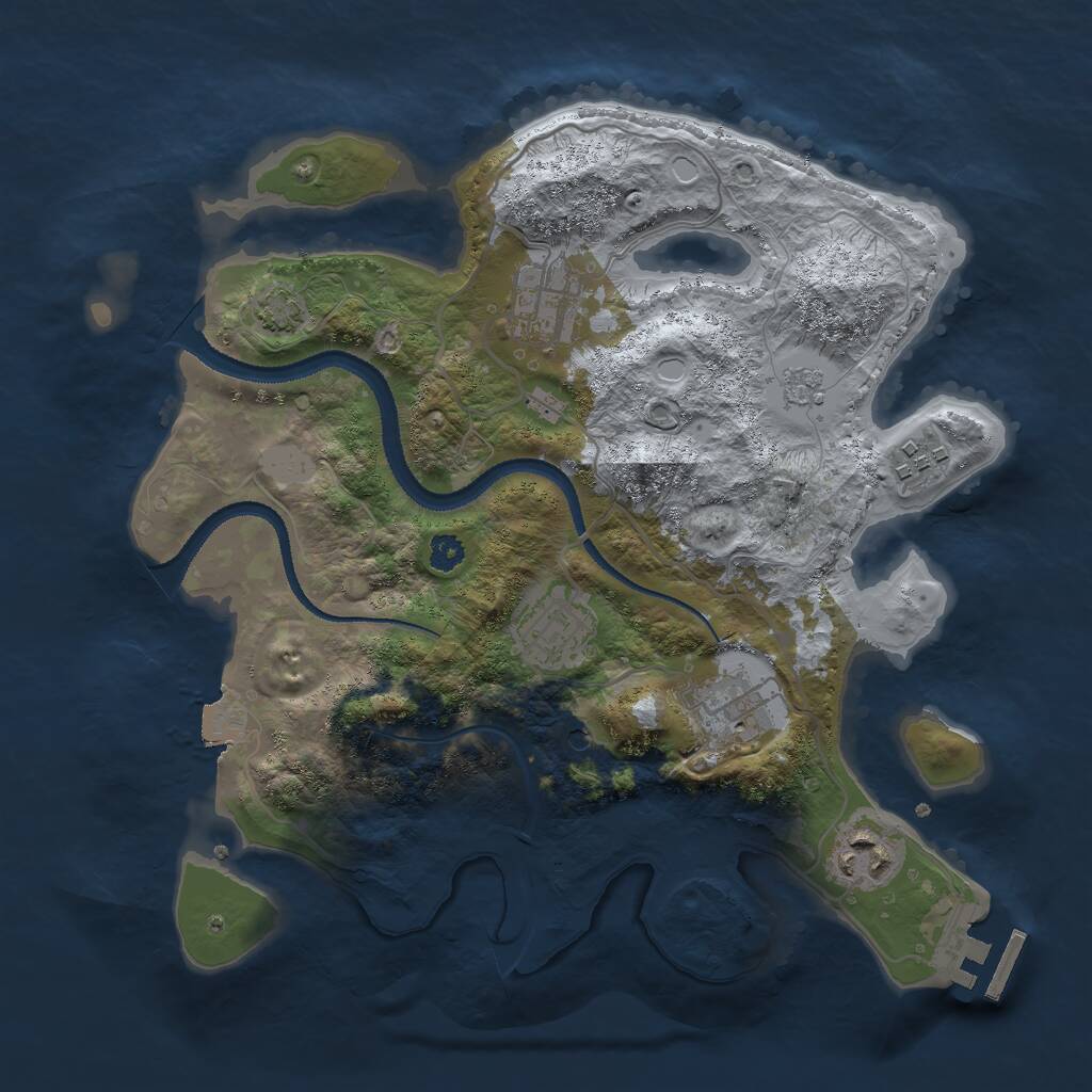 Rust Map: Procedural Map, Size: 3000, Seed: 13951, 10 Monuments