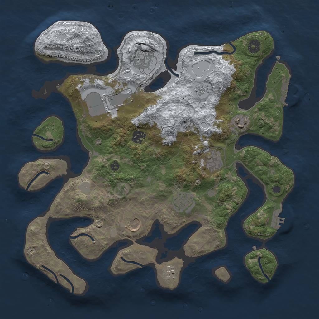 Rust Map: Procedural Map, Size: 3550, Seed: 909464, 17 Monuments