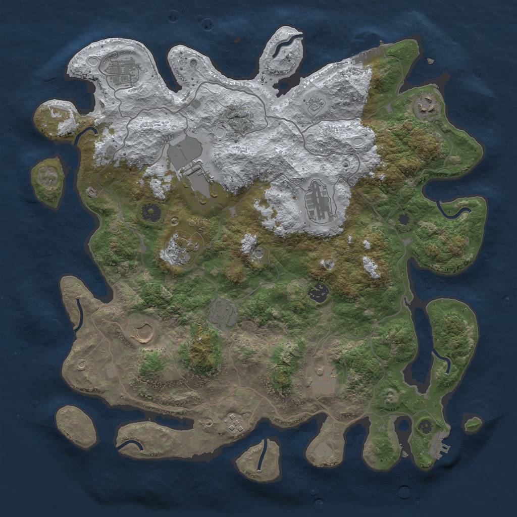 Rust Map: Procedural Map, Size: 4000, Seed: 1546843624, 19 Monuments