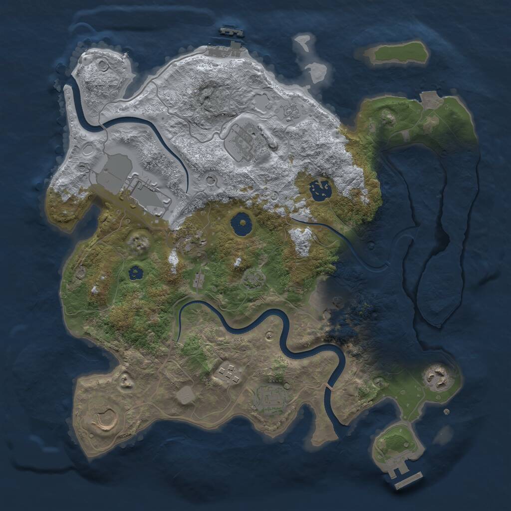 Rust Map: Procedural Map, Size: 3500, Seed: 1475429575, 15 Monuments