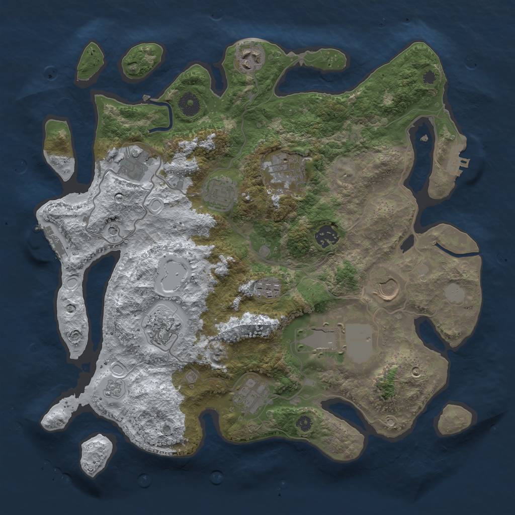 Rust Map: Procedural Map, Size: 3500, Seed: 2107154143, 19 Monuments