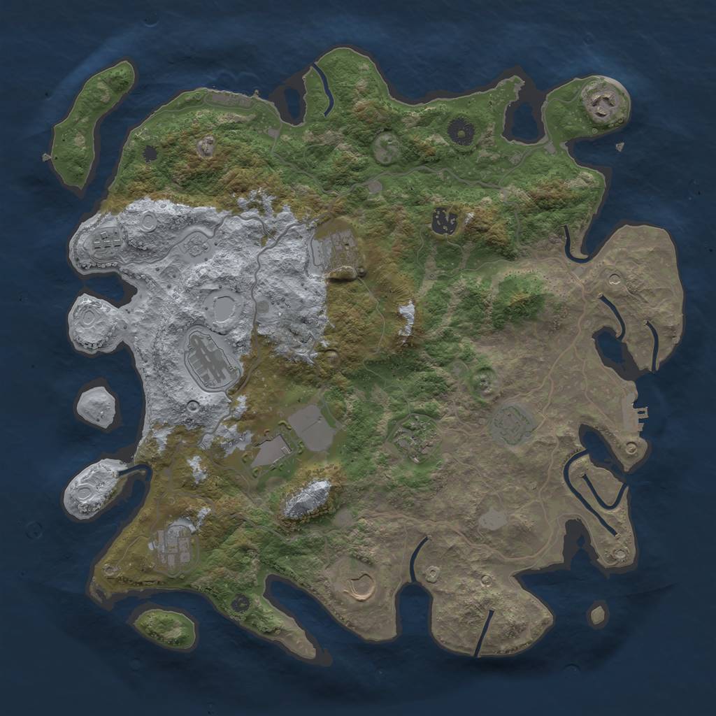 Rust Map: Procedural Map, Size: 4000, Seed: 86855308, 19 Monuments