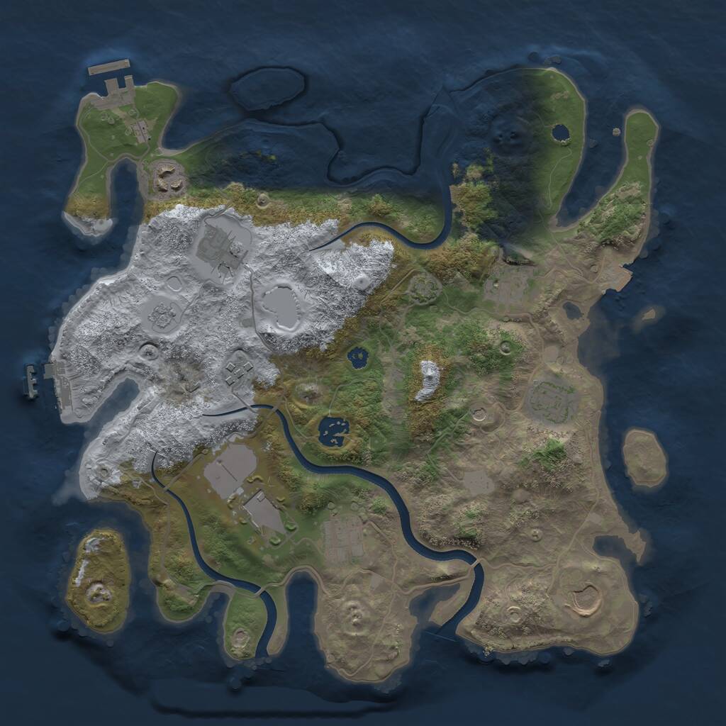 Rust Map: Procedural Map, Size: 3500, Seed: 142034, 15 Monuments