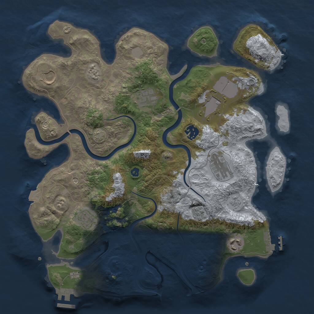 Rust Map: Procedural Map, Size: 3500, Seed: 575396124, 14 Monuments