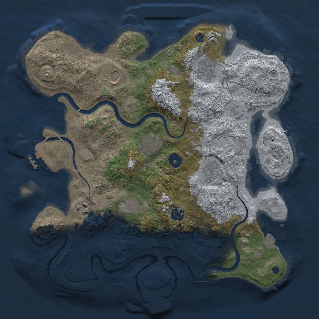 Rust Map: Procedural Map, Size: 3500, Seed: 1539465214, 14 Monuments