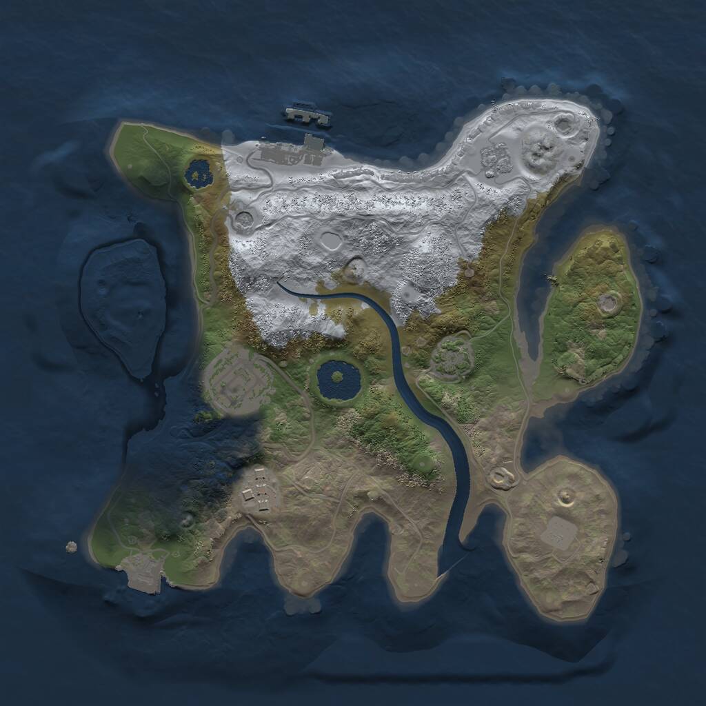 Rust Map: Procedural Map, Size: 2500, Seed: 231766864, 7 Monuments