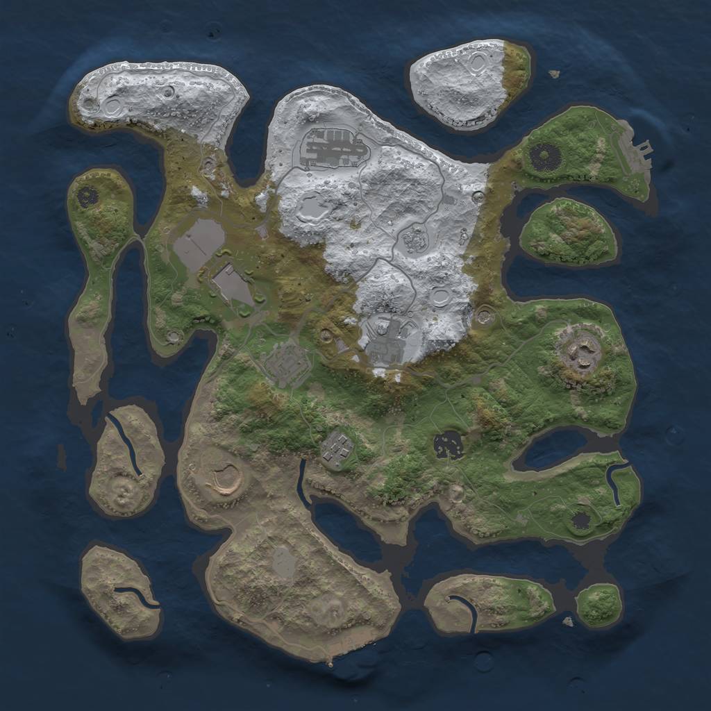 Rust Map: Procedural Map, Size: 3500, Seed: 5323, 17 Monuments