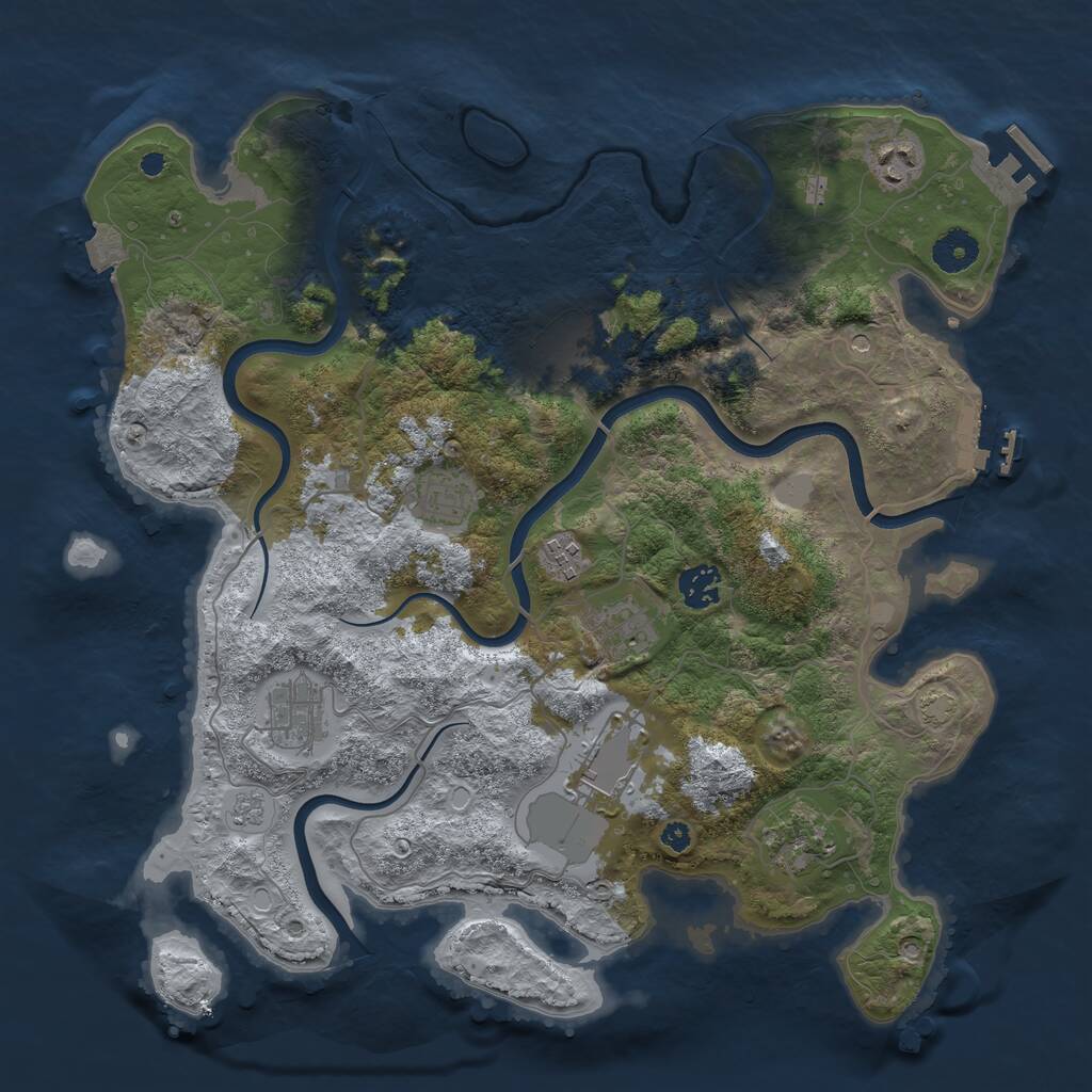 Rust Map: Procedural Map, Size: 3750, Seed: 23609802, 15 Monuments